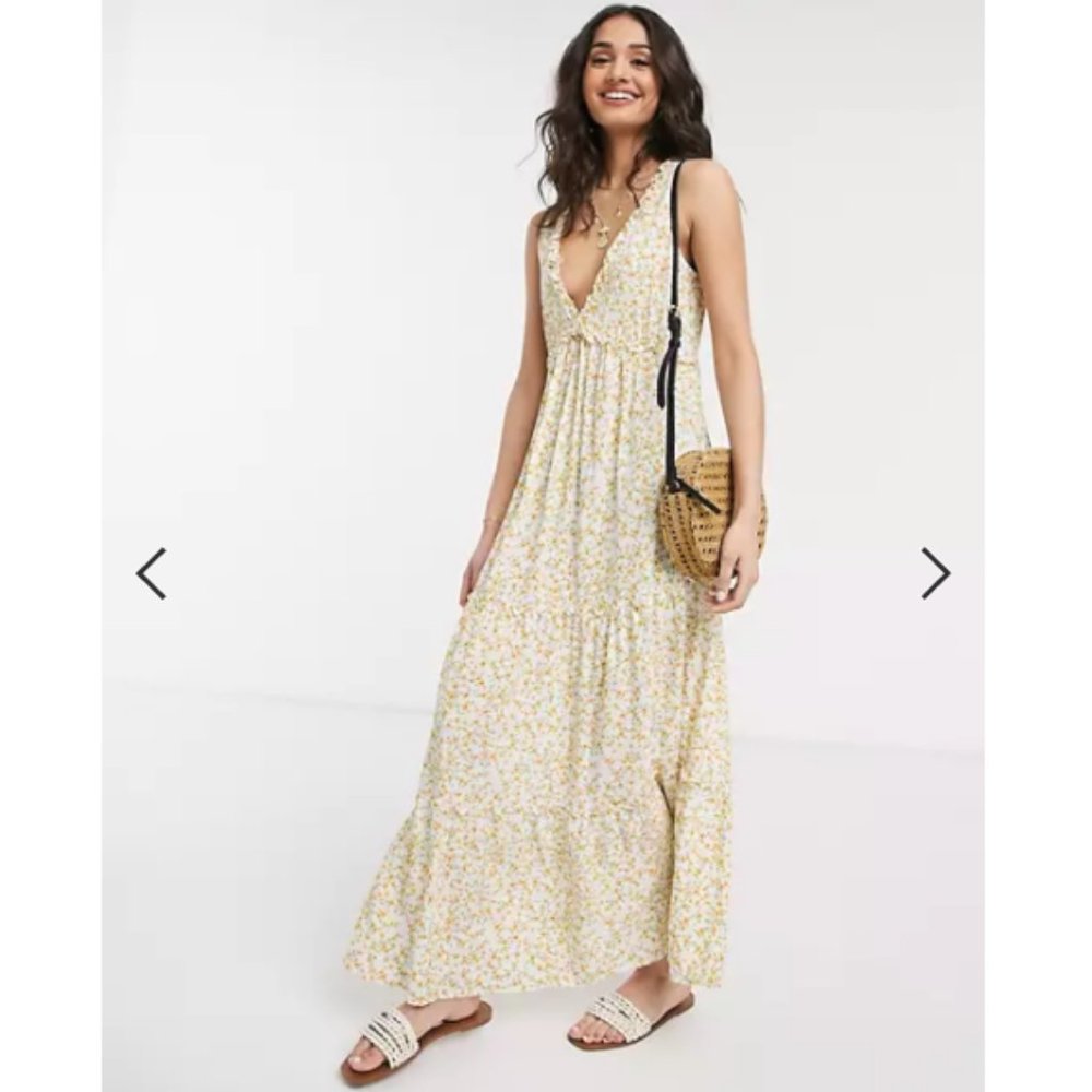 ASOS Pull&Bear maxi dress in yellow floral size L